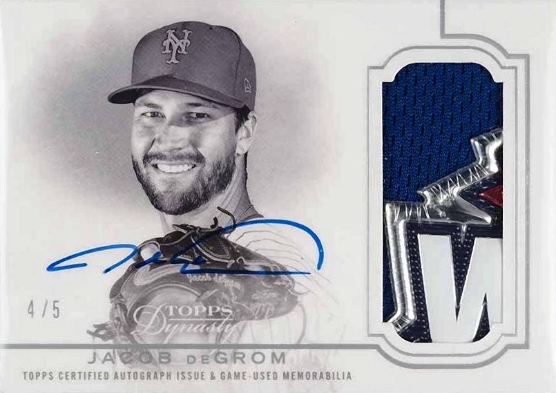 2020 Topps Dynasty Autographed Patch Jacob DeGrom #JDG4 Baseball Card