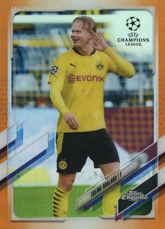 2020 Topps Chrome UEFA Champions League Erling Haaland #49 Soccer Card