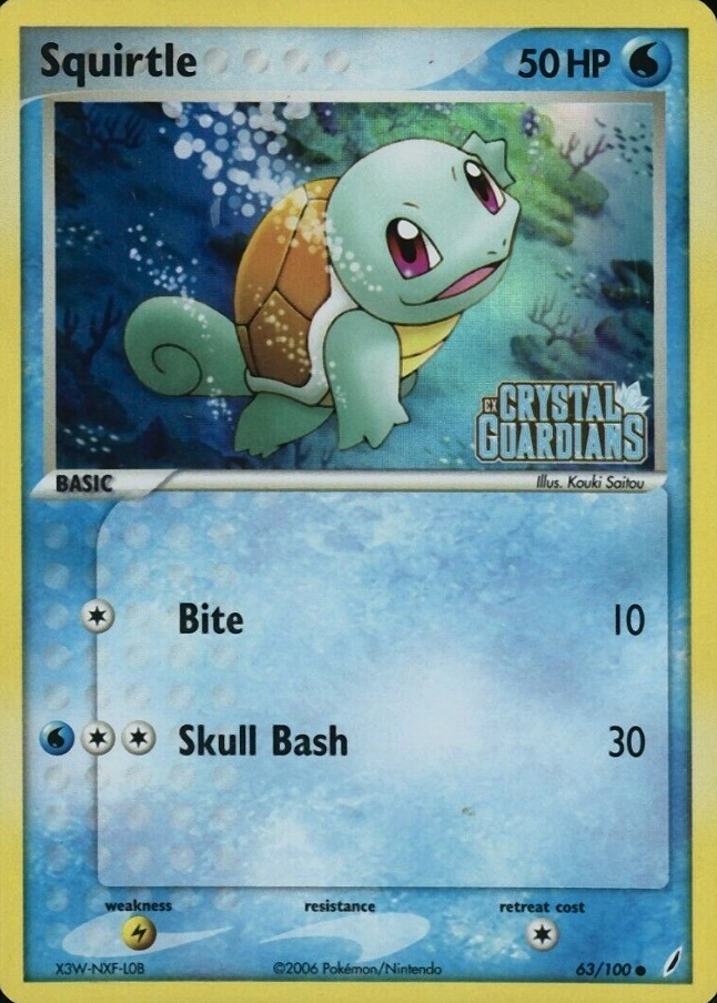 2006 Pokemon EX Crystal Guardians Squirtle-Reverse Foil #63 TCG Card