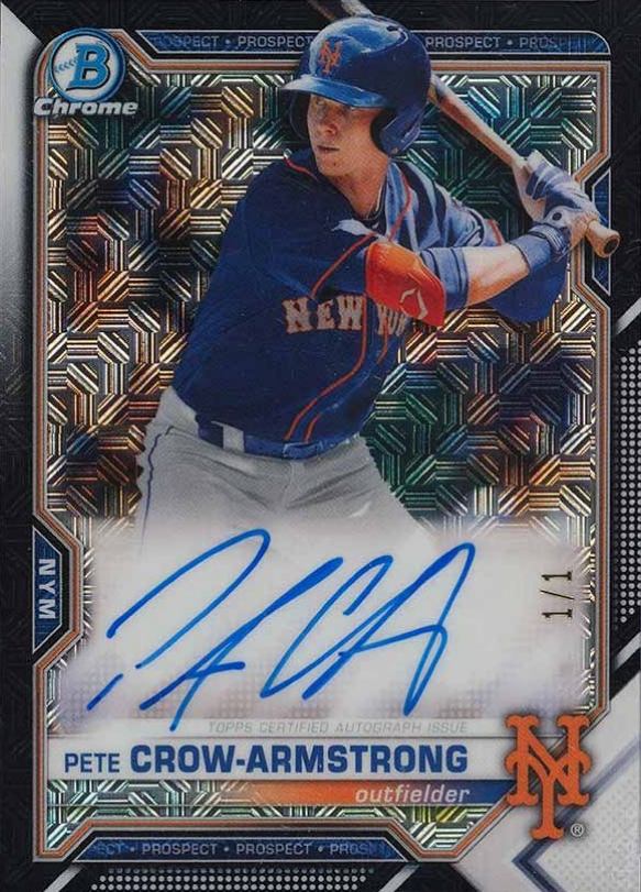 2021 Bowman Mega Box Chrome Autographs Pete Crow-Armstrong #BMAPC Baseball Card