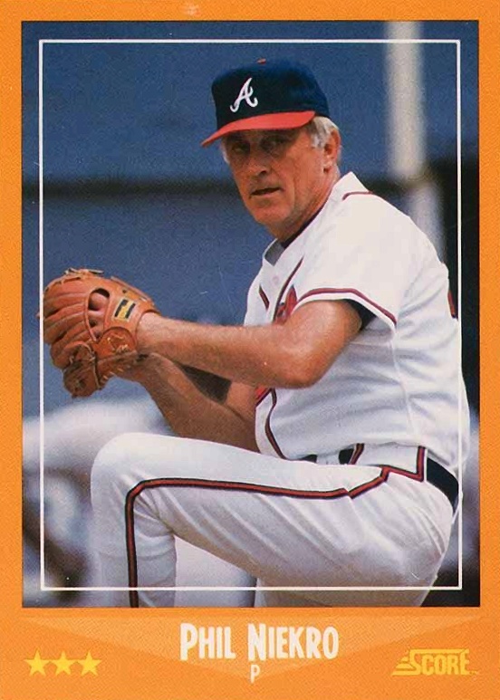 1988 Score Glossy Phil Niekro #555 Baseball Card
