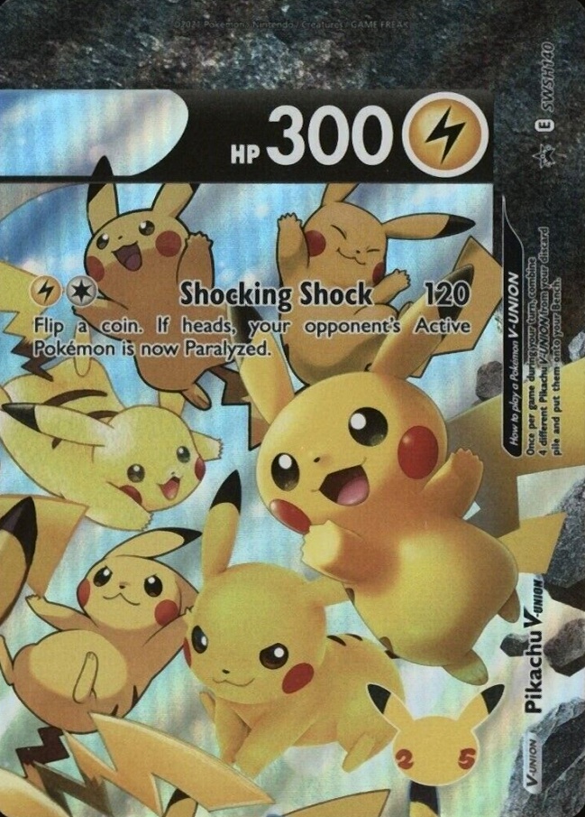 2021 Pokemon Sword & Shield Black Star Promo Pikachu V-Union #140 TCG Card