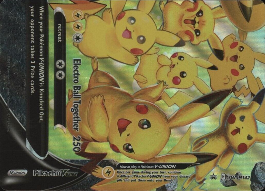 2021 Pokemon Sword & Shield Black Star Promo Pikachu V-Union #142 TCG Card