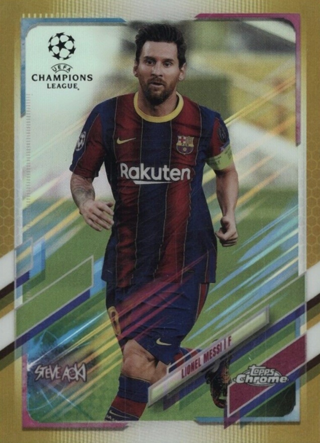 2020 Topps Chrome X Steve Aoki UEFA Champions League Neon Future Lionel Messi #1 Soccer Card