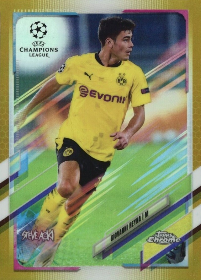 2020 Topps Chrome X Steve Aoki UEFA Champions League Neon Future Giovanni Reyna #53 Soccer Card