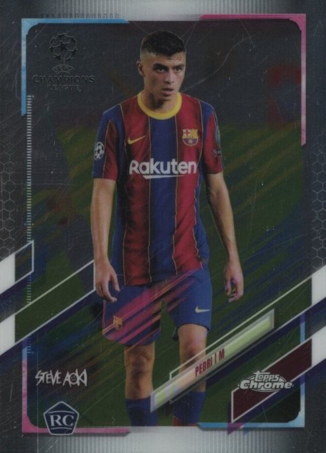2020 Topps Chrome X Steve Aoki UEFA Champions League Neon Future Pedri #61 Soccer Card