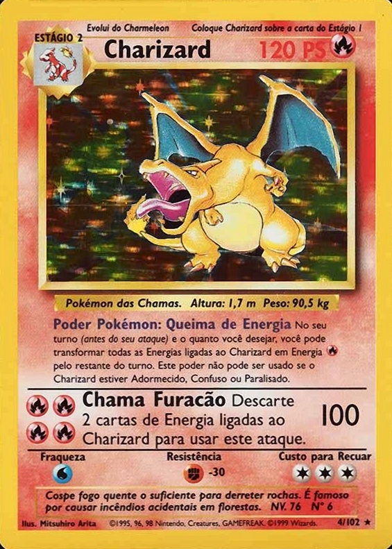 1999 Pokemon Portuguese Charizard-Holo #4 TCG Card