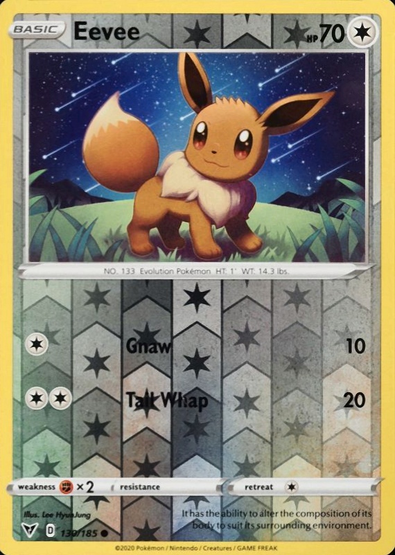 2020 Pokemon Sword & Shield Vivid Voltage Eevee-Reverse Foil #130 TCG Card