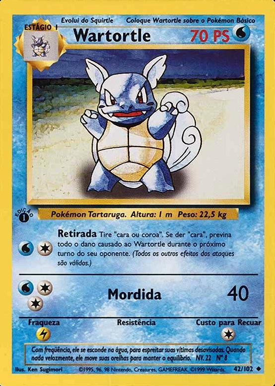 1999 Pokemon Portuguese Wartortle #42 TCG Card