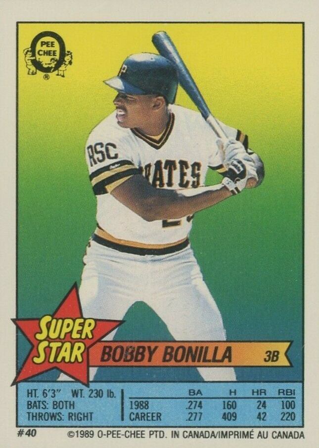 1989 O-Pee-Chee Stickers! Bonilla/Schmidt #40 Baseball Card