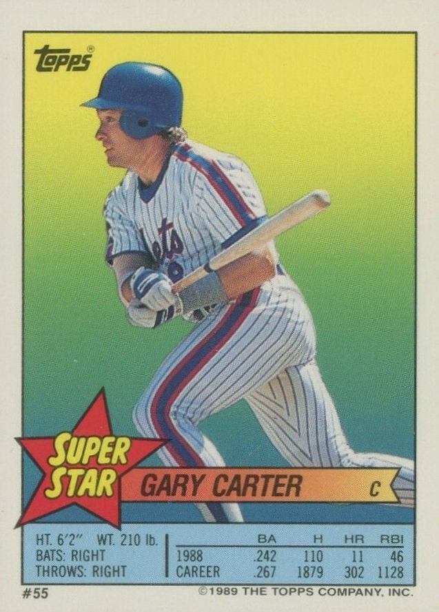 1989 Topps Stickercard Gary Carter #55 Baseball Card