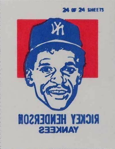 1986 Topps Tattoos Perforated Rickey Henderson # Baseball Card