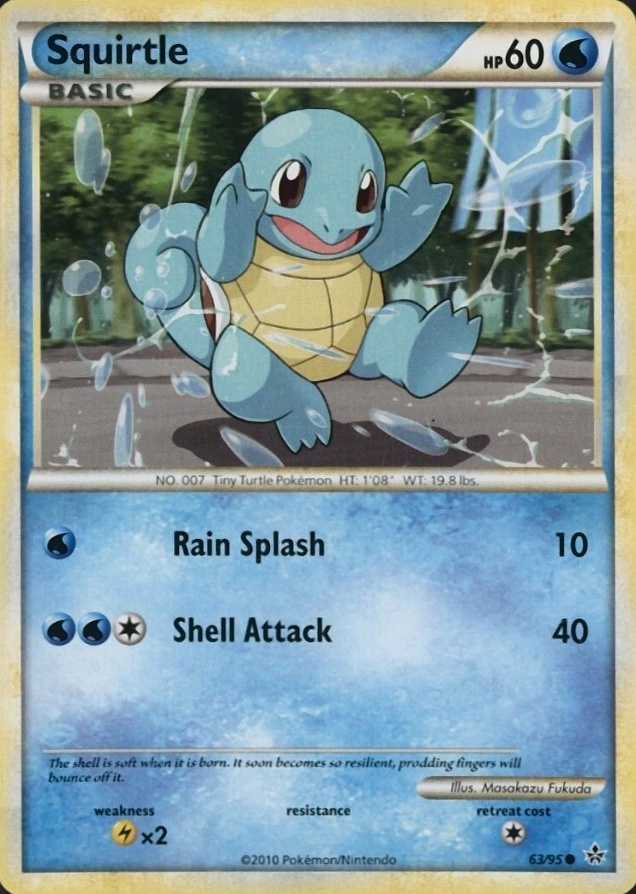 2010 Pokemon Heartgold & Soulsilver Unleashed Squirtle #63 TCG Card