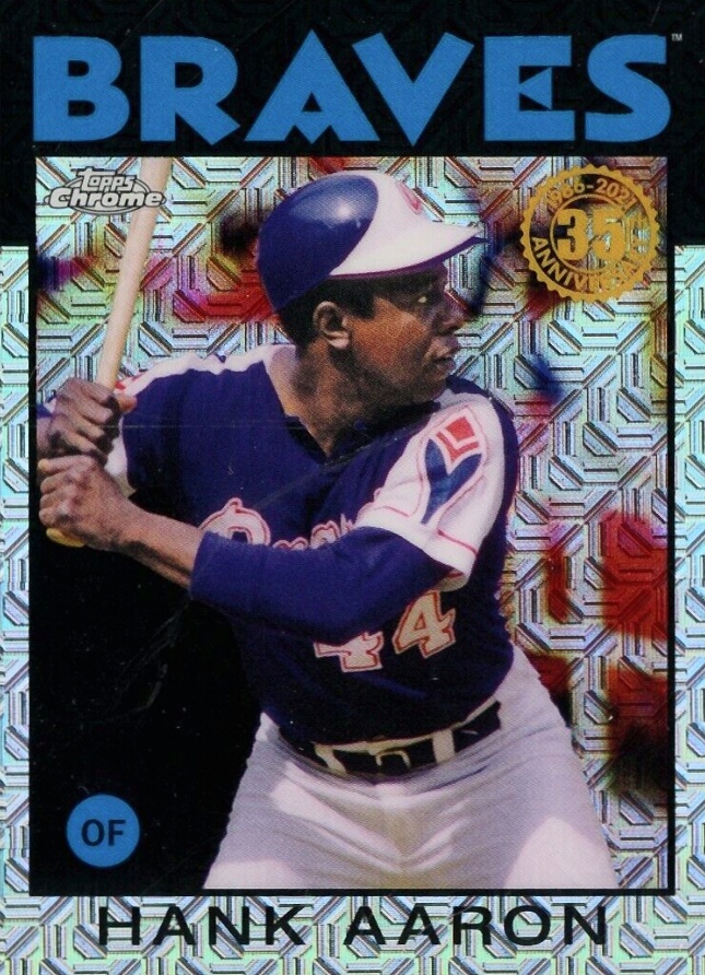 2021 Topps Silver Pack 1986 Chrome Promo Hank Aaron #7 Baseball Card