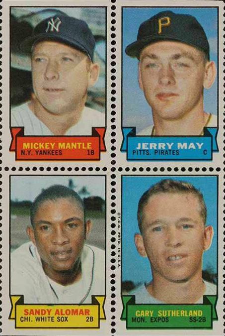 1969 Topps Stamps Panels Mantle/May/Alomar/Sutherland # Baseball Card