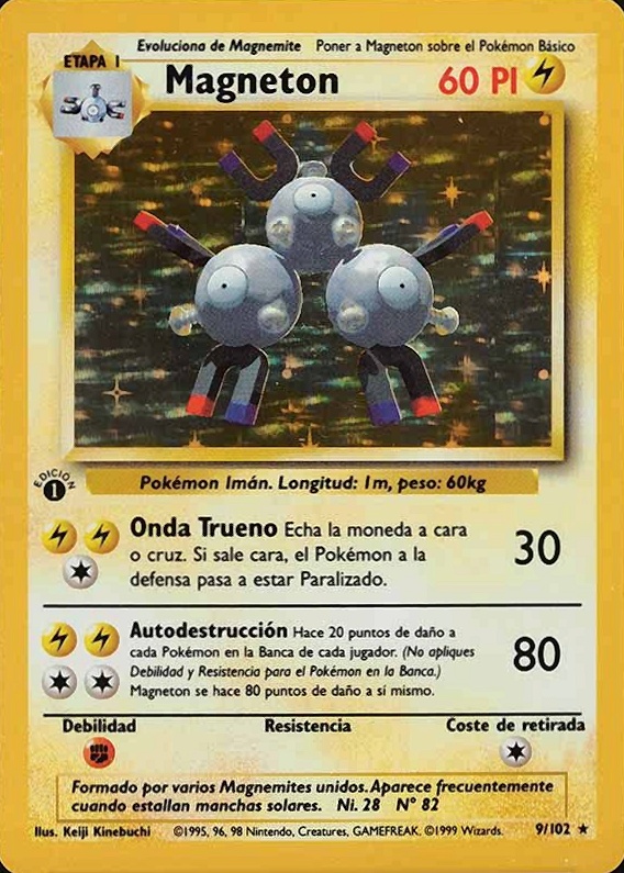 1999 Pokemon Spanish Magneton-Holo #9 TCG Card