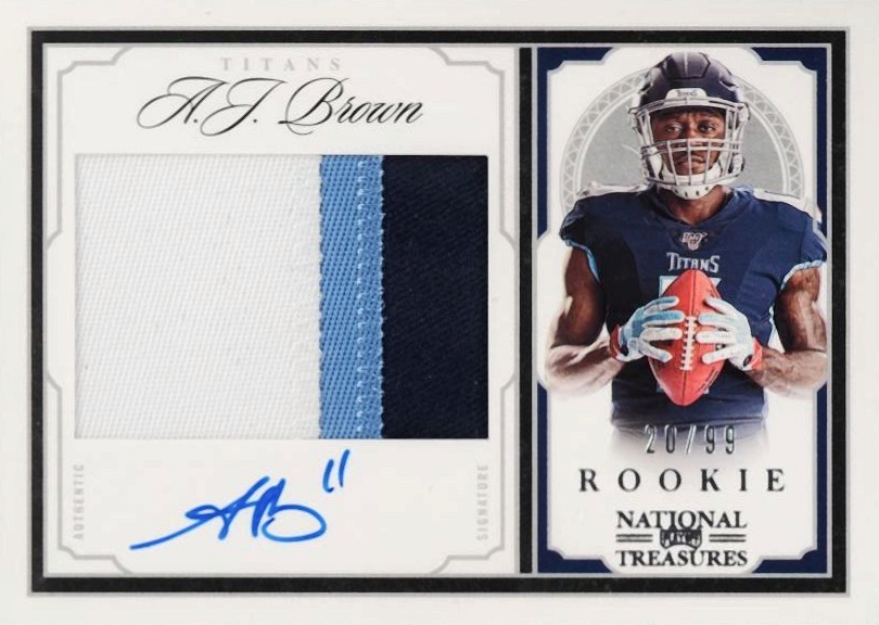 2019 Panini National Treasures Crossover Rookie Patch Autographs A.J. Brown #CRSAJ Football Card