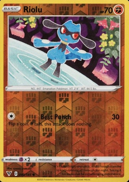 2020 Pokemon Sword & Shield Vivid Voltage Riolu-Reverse Foil #090 TCG Card