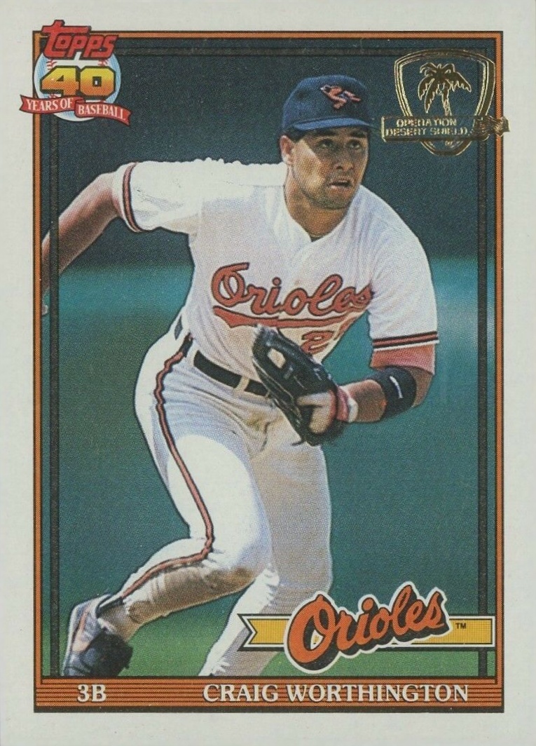 1991 Topps Desert Shield Craig Worthington #73 Baseball Card
