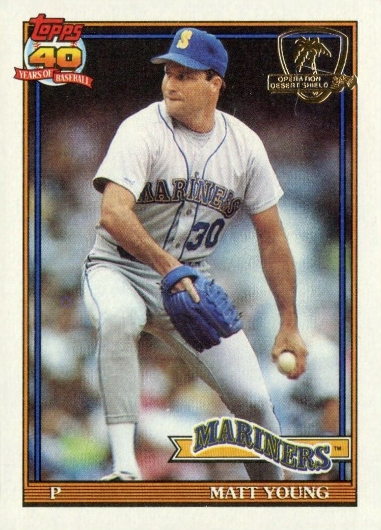 1991 Topps Desert Shield Matt Young #108 Baseball Card