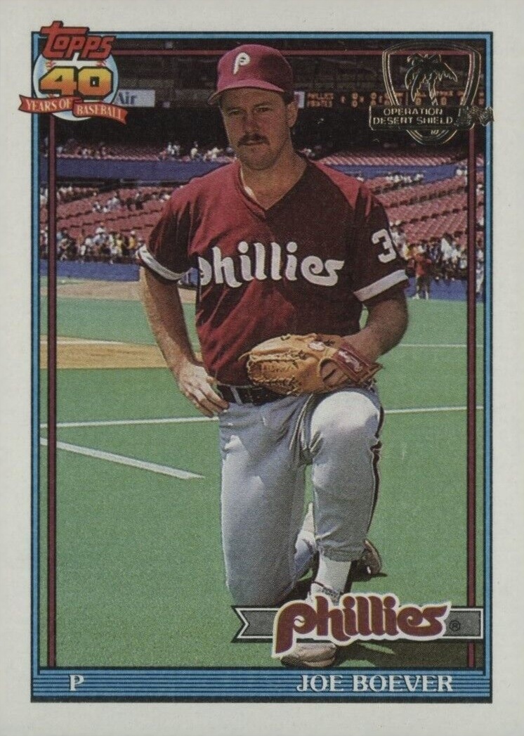 1991 Topps Desert Shield Joe Boever #159 Baseball Card