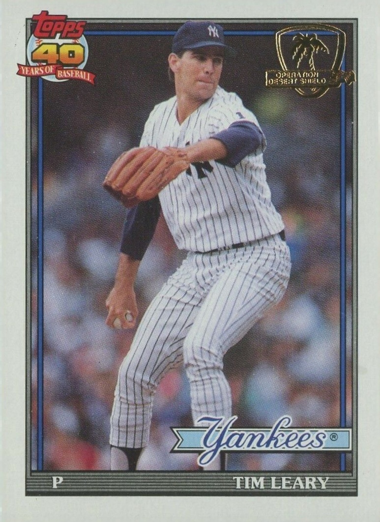 1991 Topps Desert Shield Tim Leary #161 Baseball Card