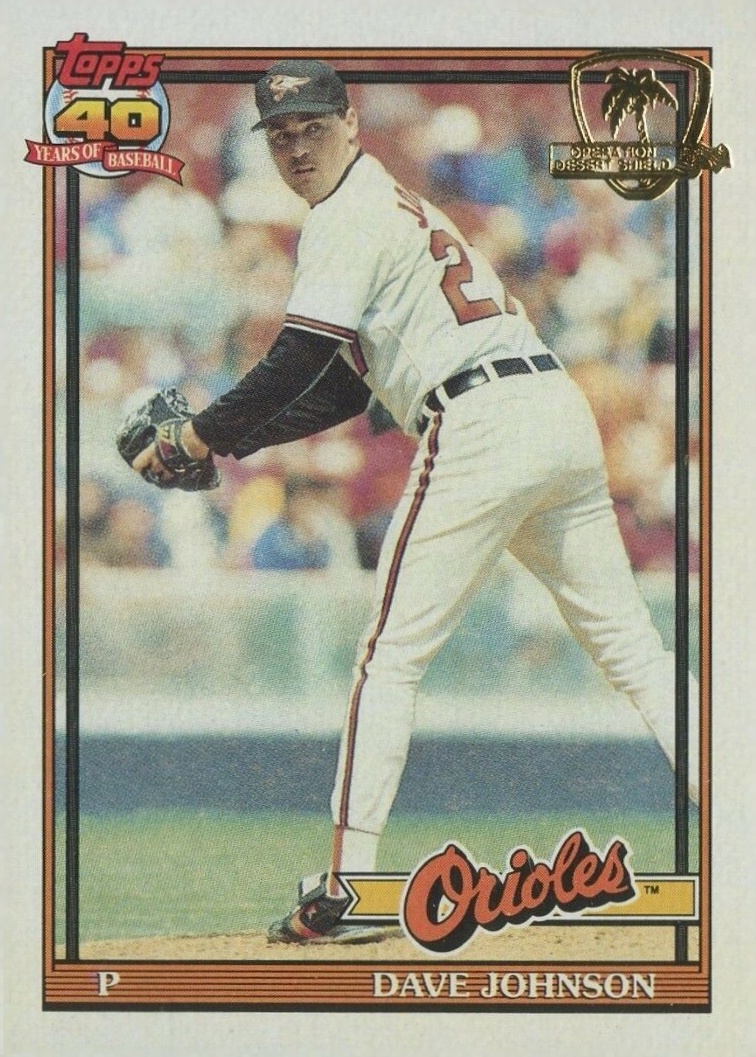 1991 Topps Desert Shield Dave Johnson #163 Baseball Card