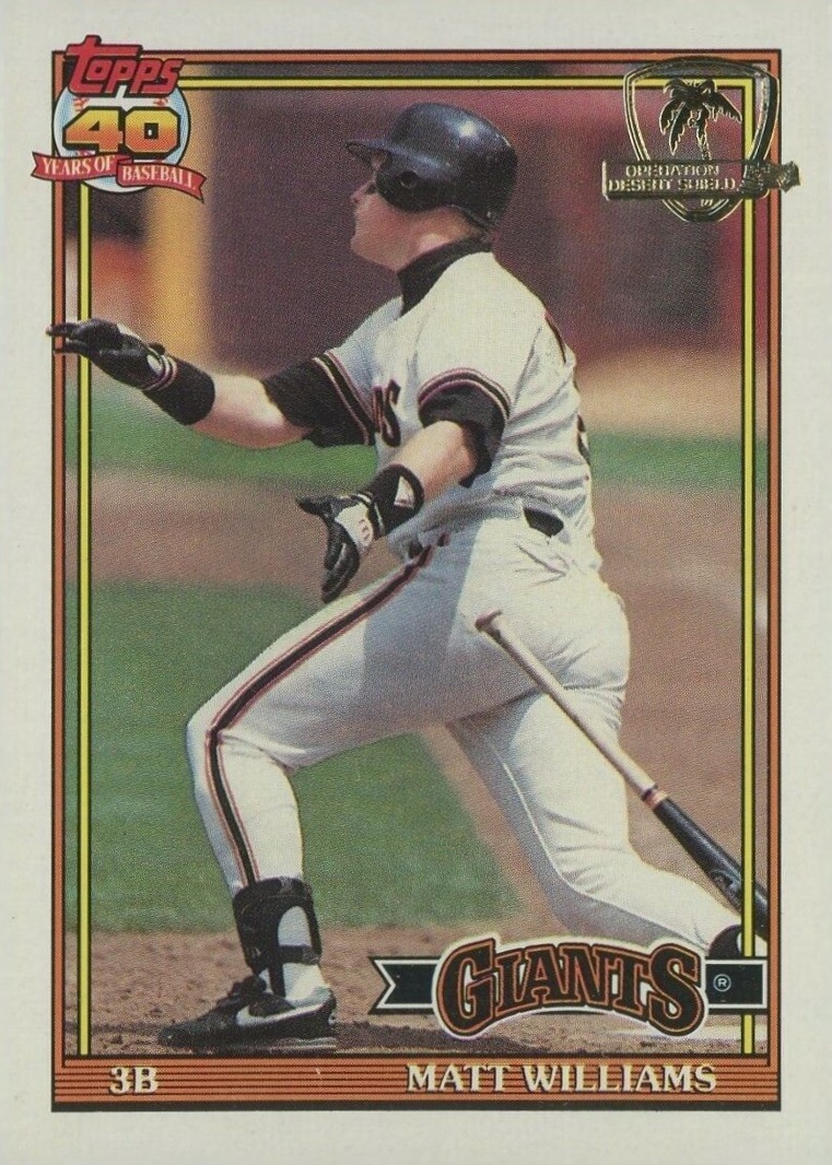 1991 Topps Desert Shield Matt Williams #190 Baseball Card