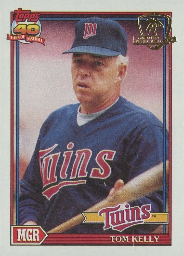 1991 Topps Desert Shield Tom Kelly #201 Baseball Card