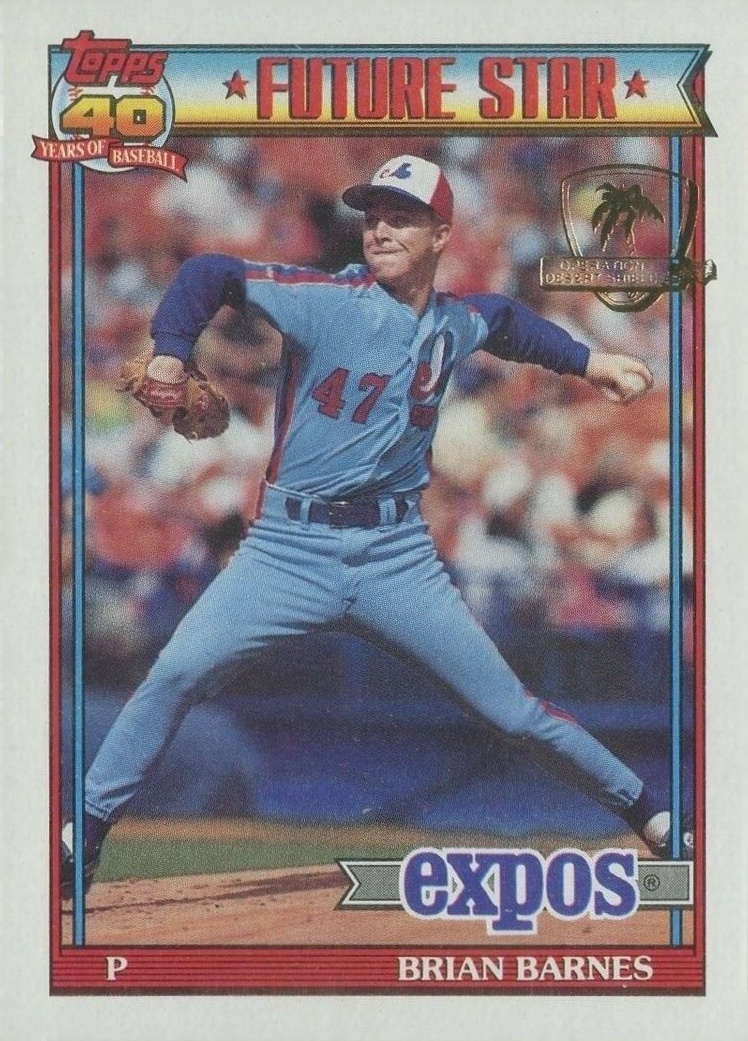 1991 Topps Desert Shield Brian Barnes #211 Baseball Card