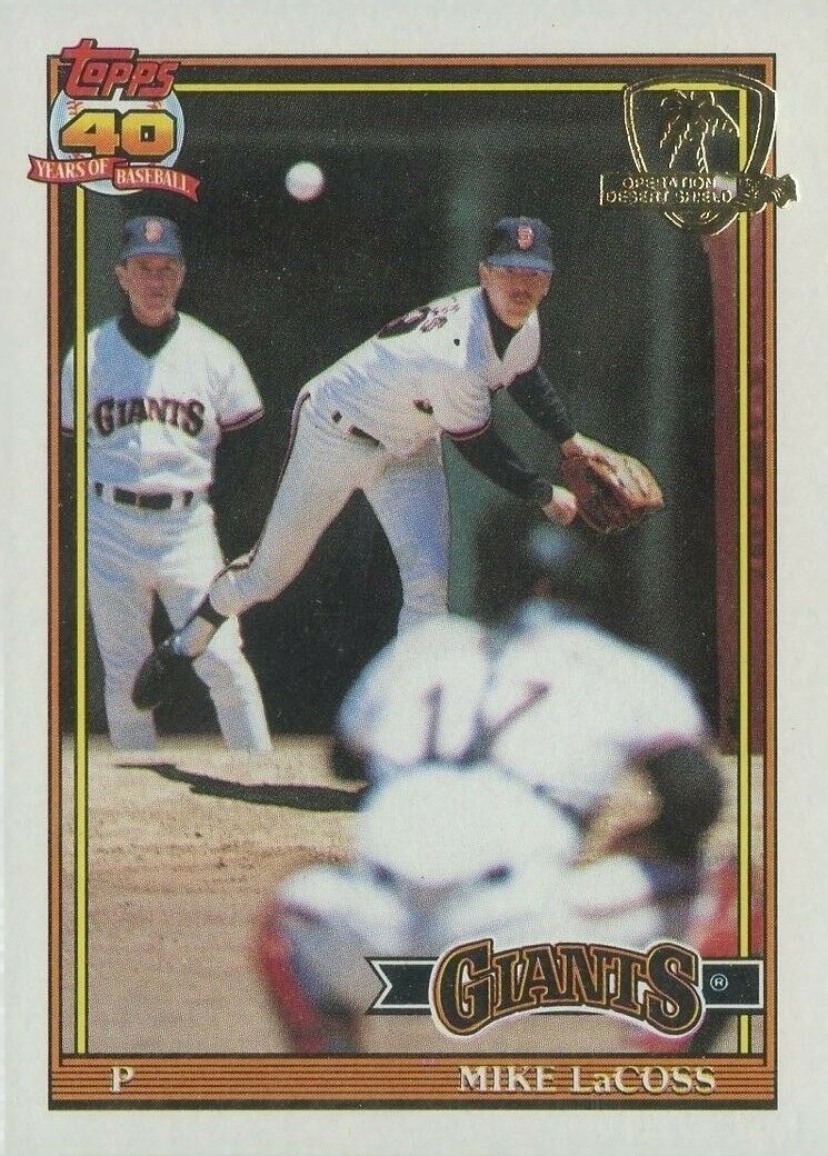 1991 Topps Desert Shield Mike LaCoss #242 Baseball Card