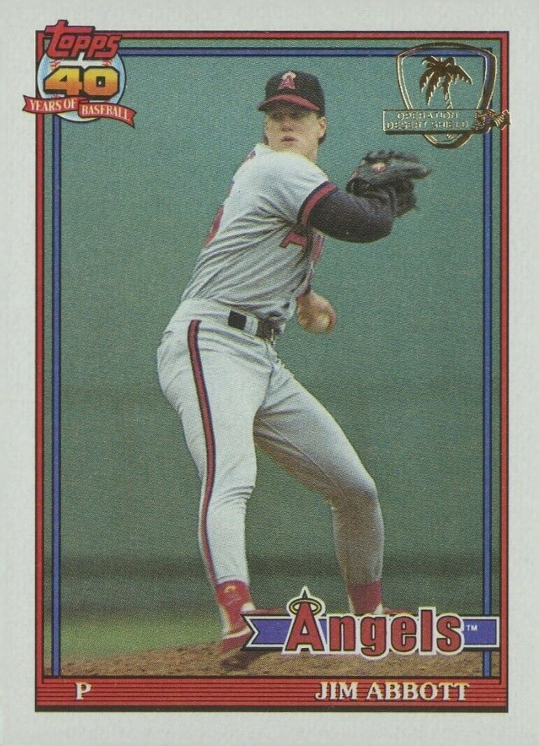 1991 Topps Desert Shield Jim Abbott #285 Baseball Card