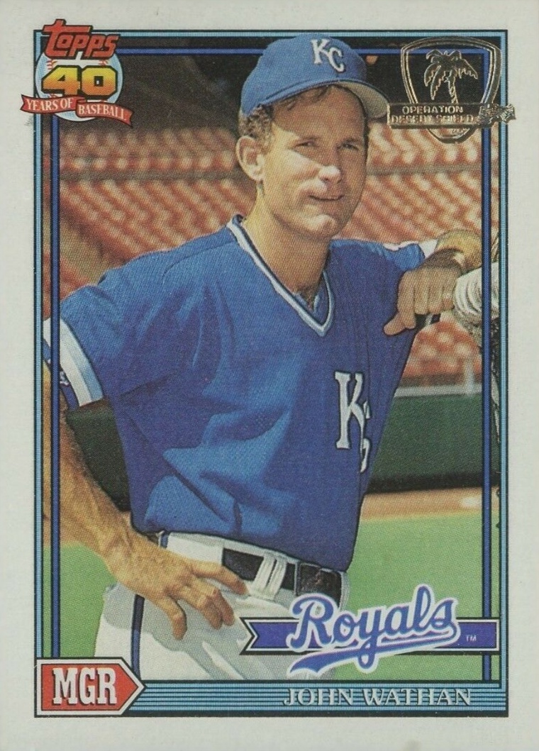 1991 Topps Desert Shield John Wathan #291 Baseball Card