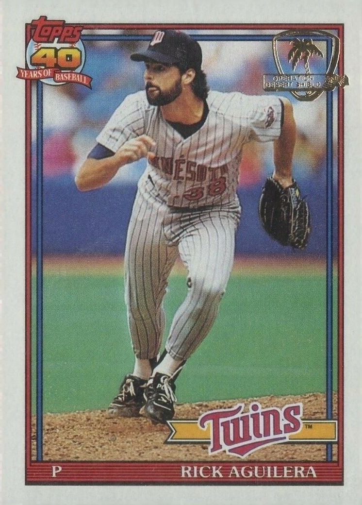 1991 Topps Desert Shield Rick Aguilera #318 Baseball Card