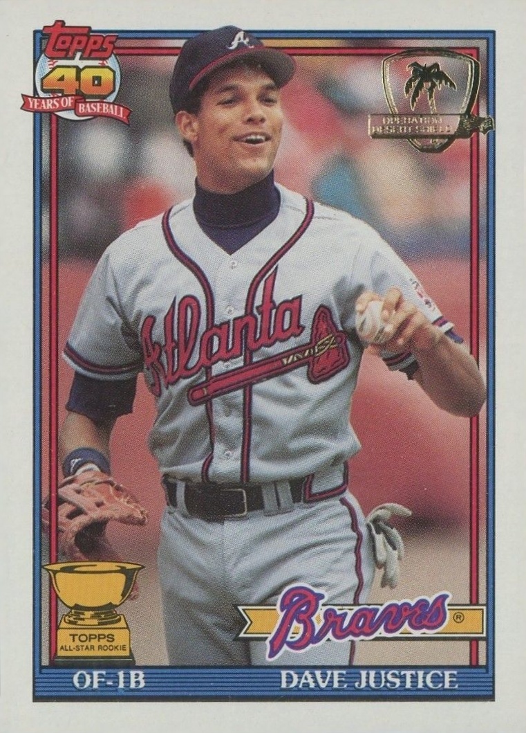 1991 Topps Desert Shield David Justice #329 Baseball Card