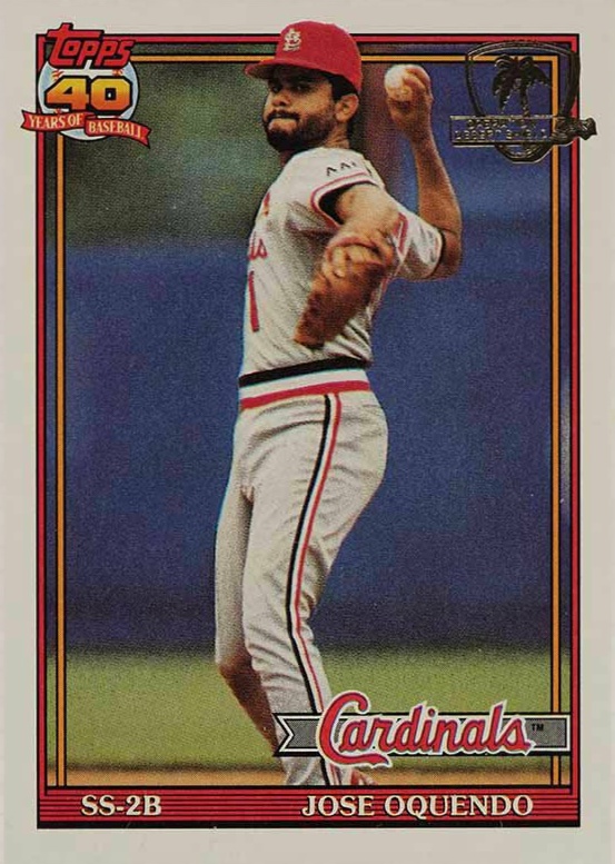 1991 Topps Desert Shield Jose Oquendo #343 Baseball Card
