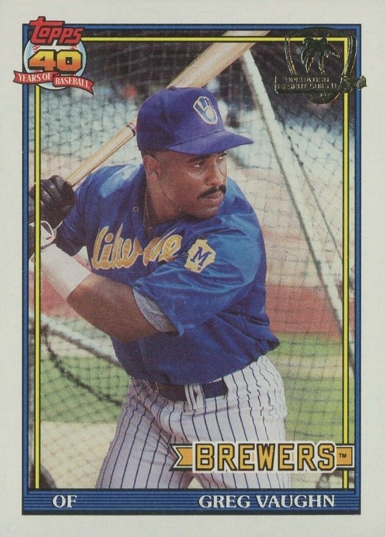 1991 Topps Desert Shield Greg Vaughn #347 Baseball Card