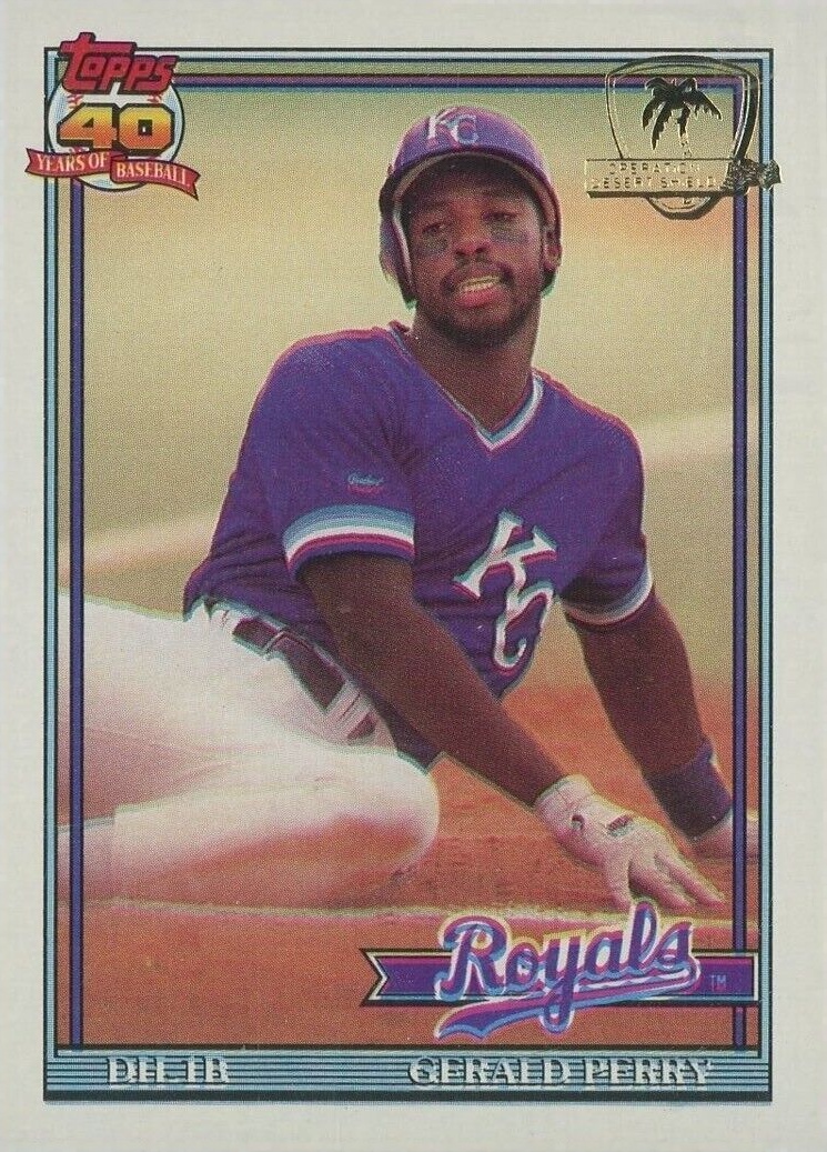 1991 Topps Desert Shield Gerald Perry #384 Baseball Card