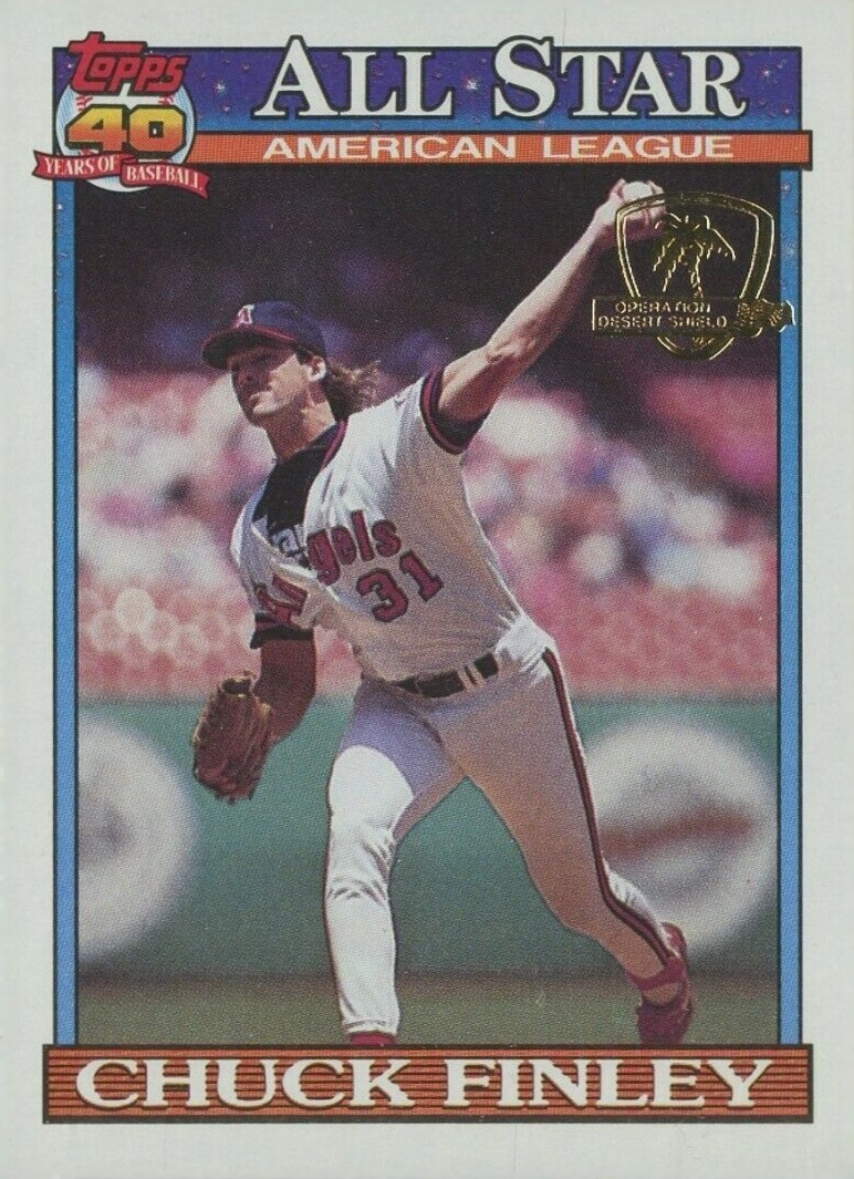 1991 Topps Desert Shield Chuck Finley #395 Baseball Card