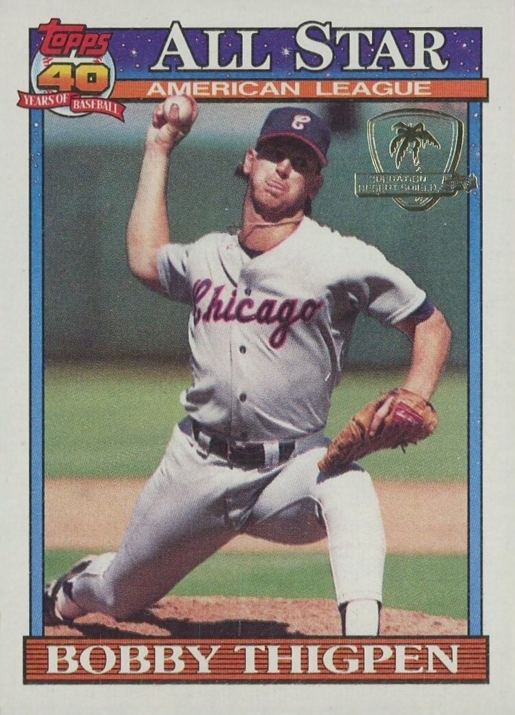 1991 Topps Desert Shield Bobby Thigpen #396 Baseball Card