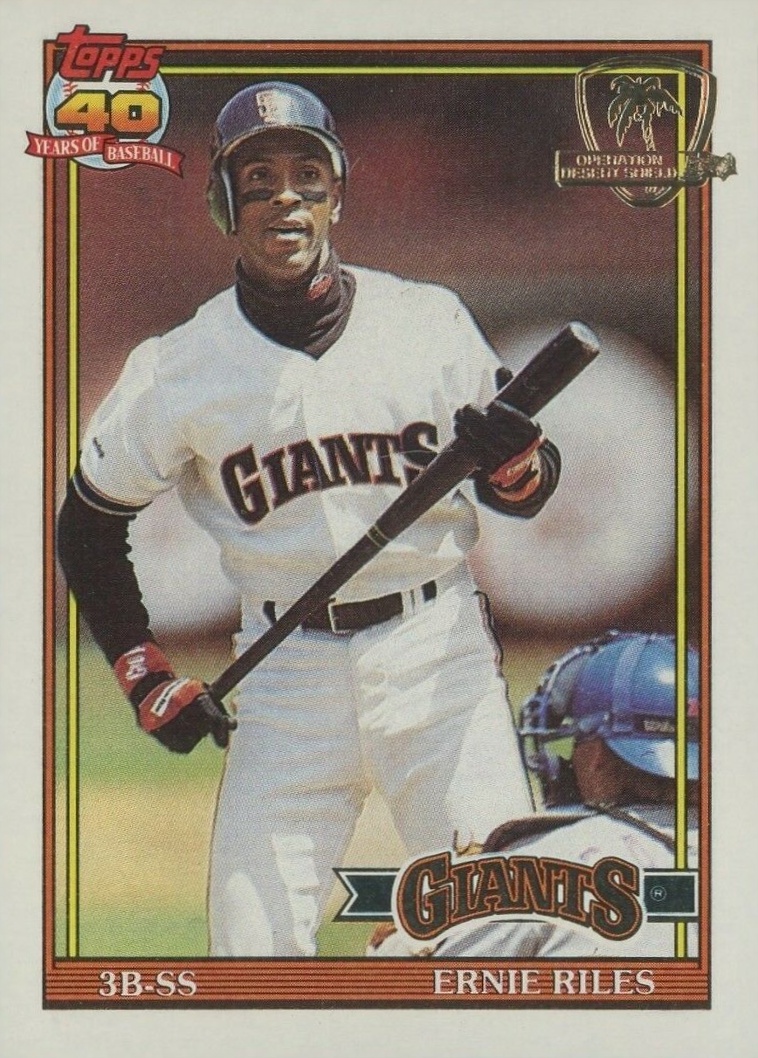 1991 Topps Desert Shield Ernest Riles #408 Baseball Card