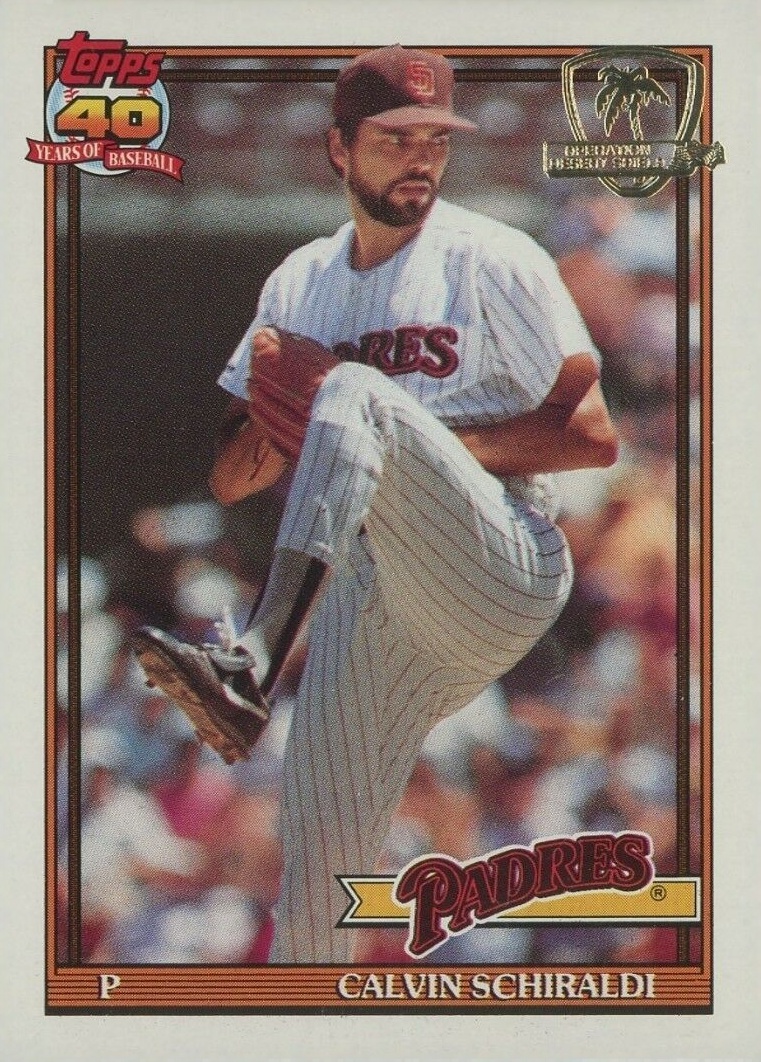 1991 Topps Desert Shield Calvin Schiraldi #424 Baseball Card