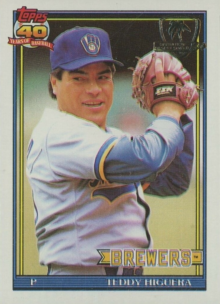 1991 Topps Desert Shield Teddy Higuera #475 Baseball Card