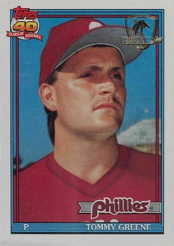 1991 Topps Desert Shield Tommy Greene #486 Baseball Card