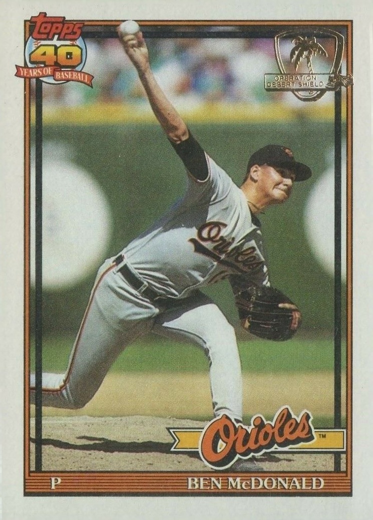 1991 Topps Desert Shield Ben McDonald #497 Baseball Card