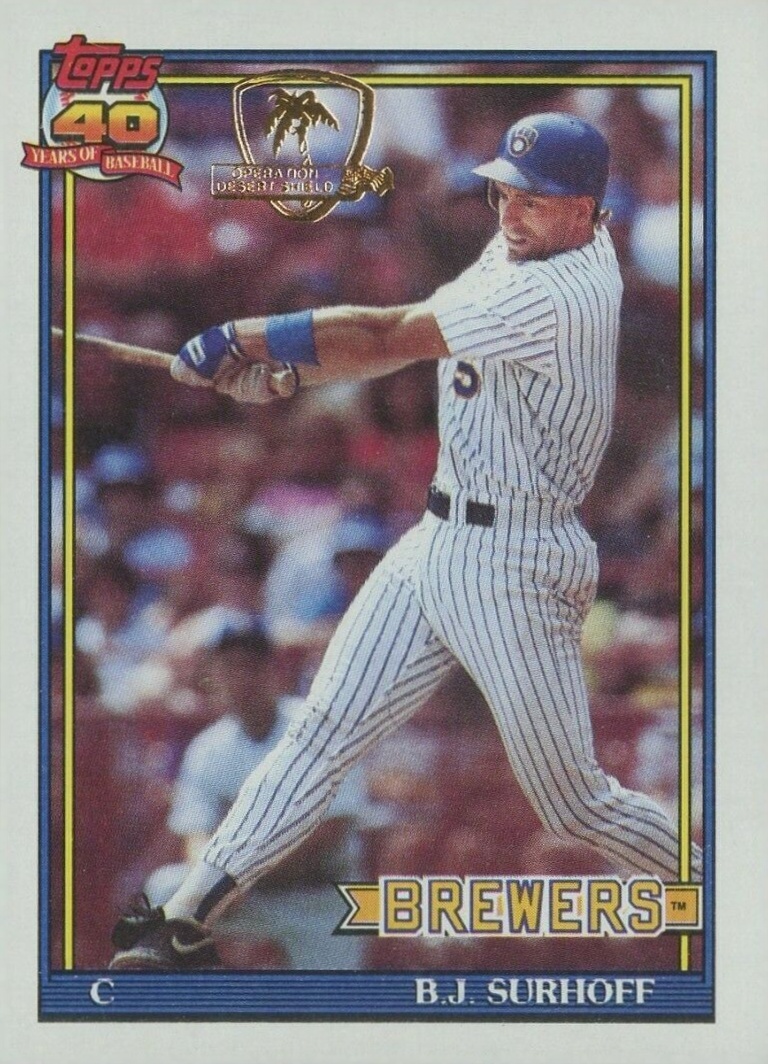 1991 Topps Desert Shield B.J. Surhoff #592 Baseball Card