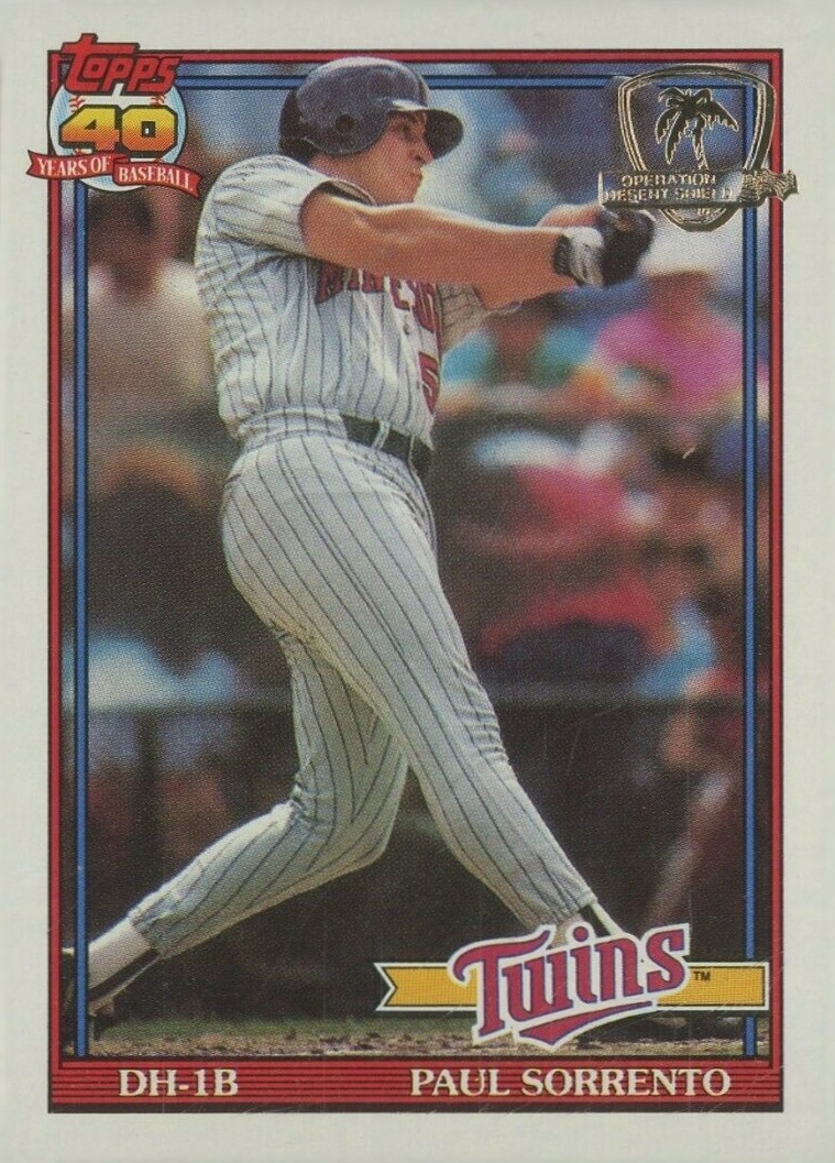 1991 Topps Desert Shield Paul Sorrento #654 Baseball Card