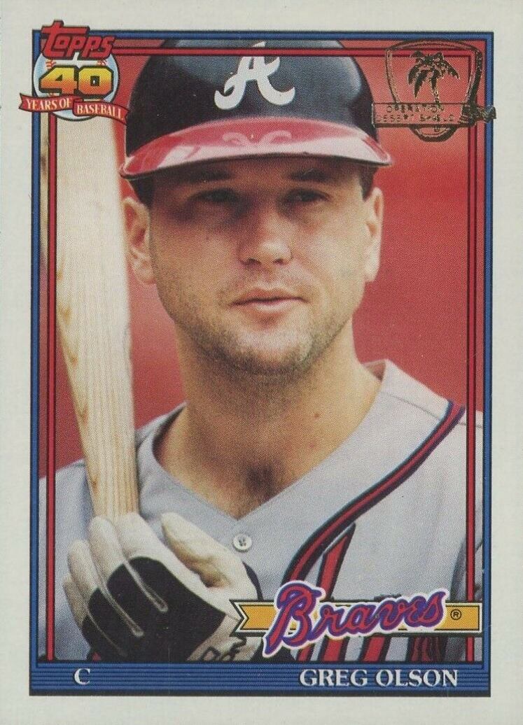 1991 Topps Desert Shield Greg Olson #673 Baseball Card