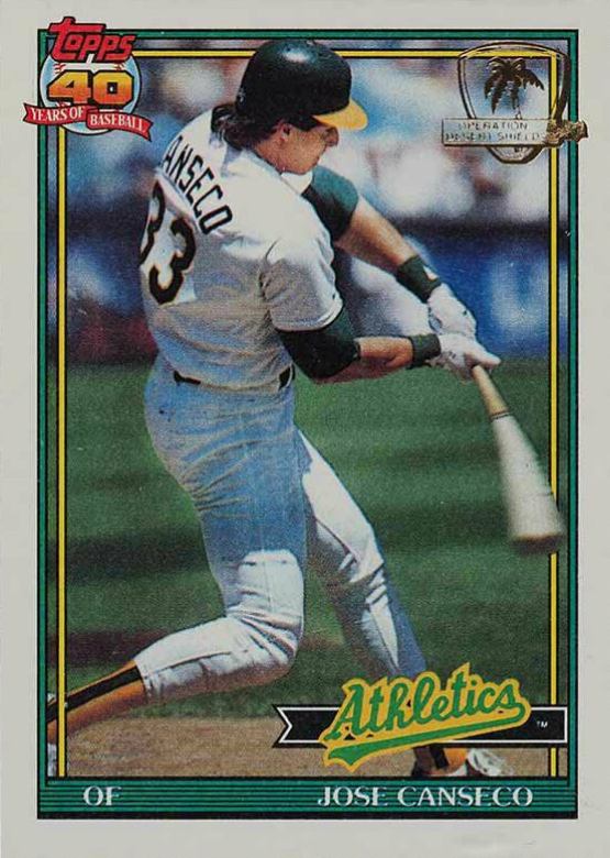 1991 Topps Desert Shield Jose Canseco #700 Baseball Card