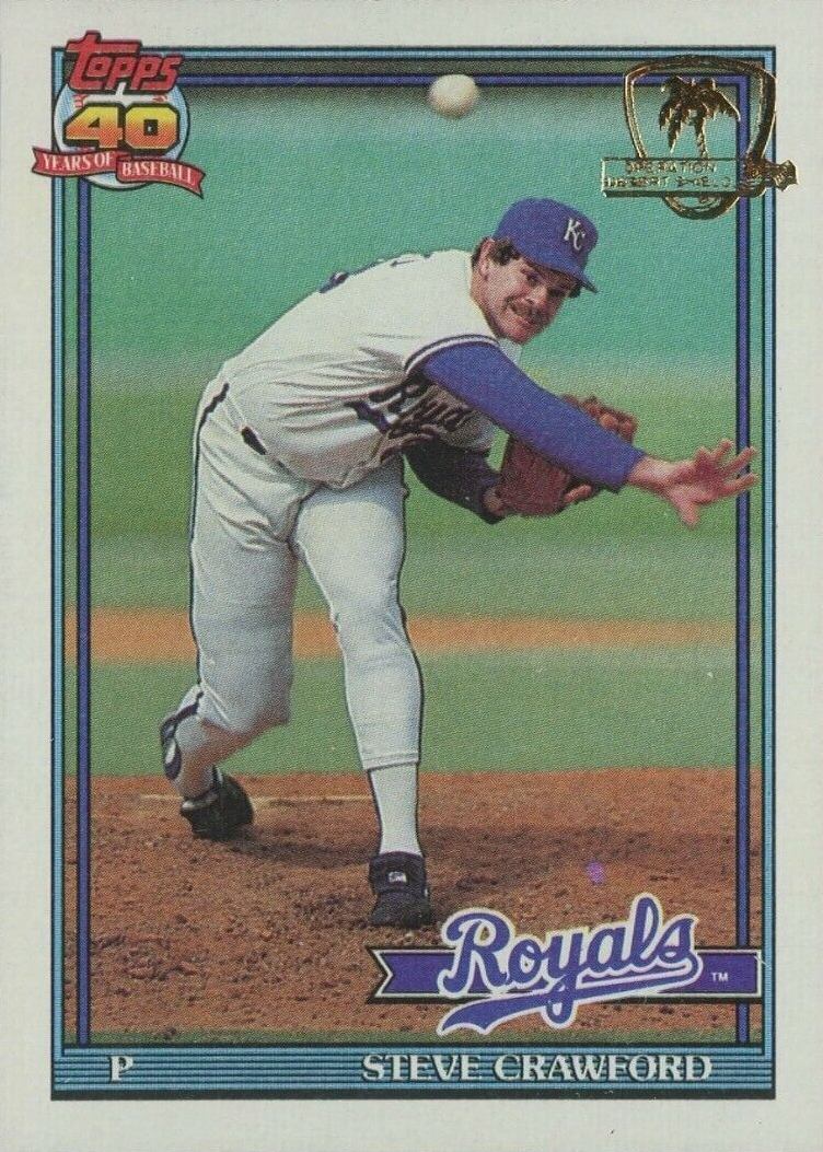 1991 Topps Desert Shield Steve Crawford #718 Baseball Card